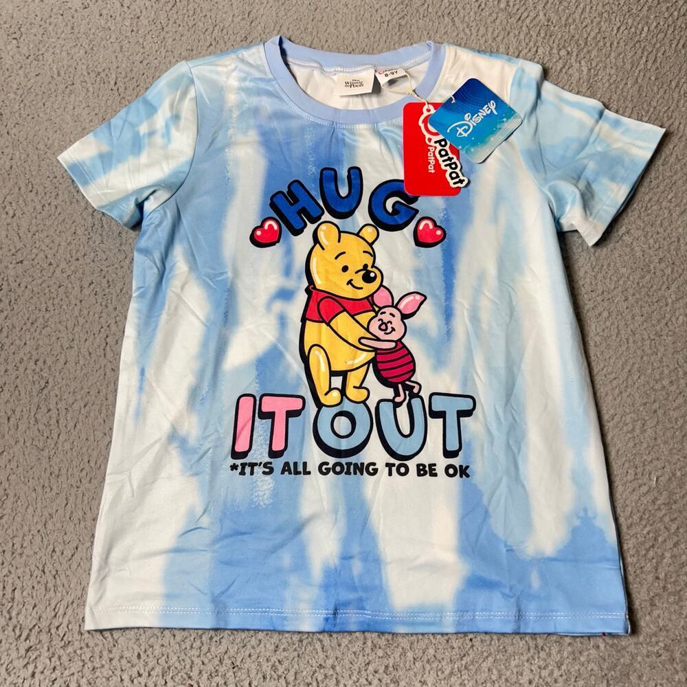 Winnie The Pooh Tee Youth 8-9 Blue White Tie-Dye Disney PatPat T-Shirt NEW